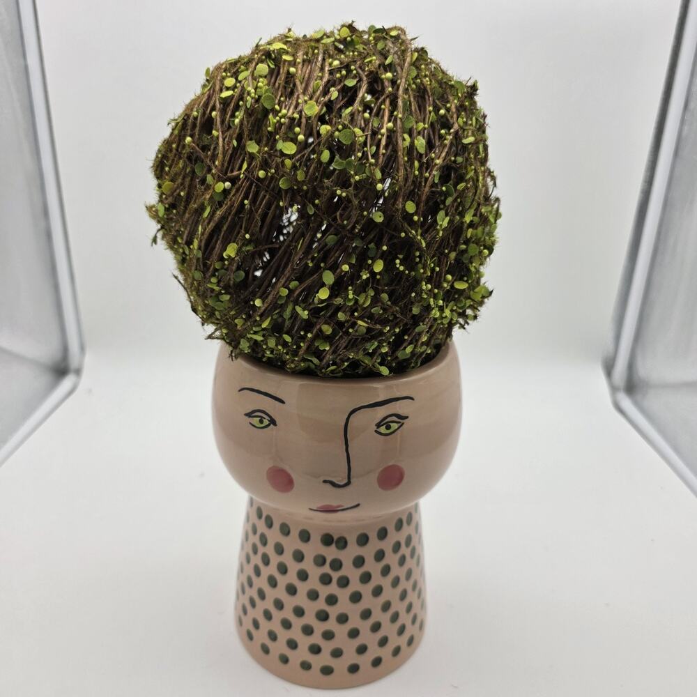 Opalhouse Target Face Planter Stoneware Boho Lady Pot w Moss Ball 2021